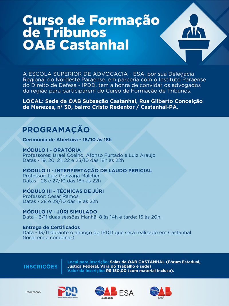 curso formacao de tribunos OAB Castanhal