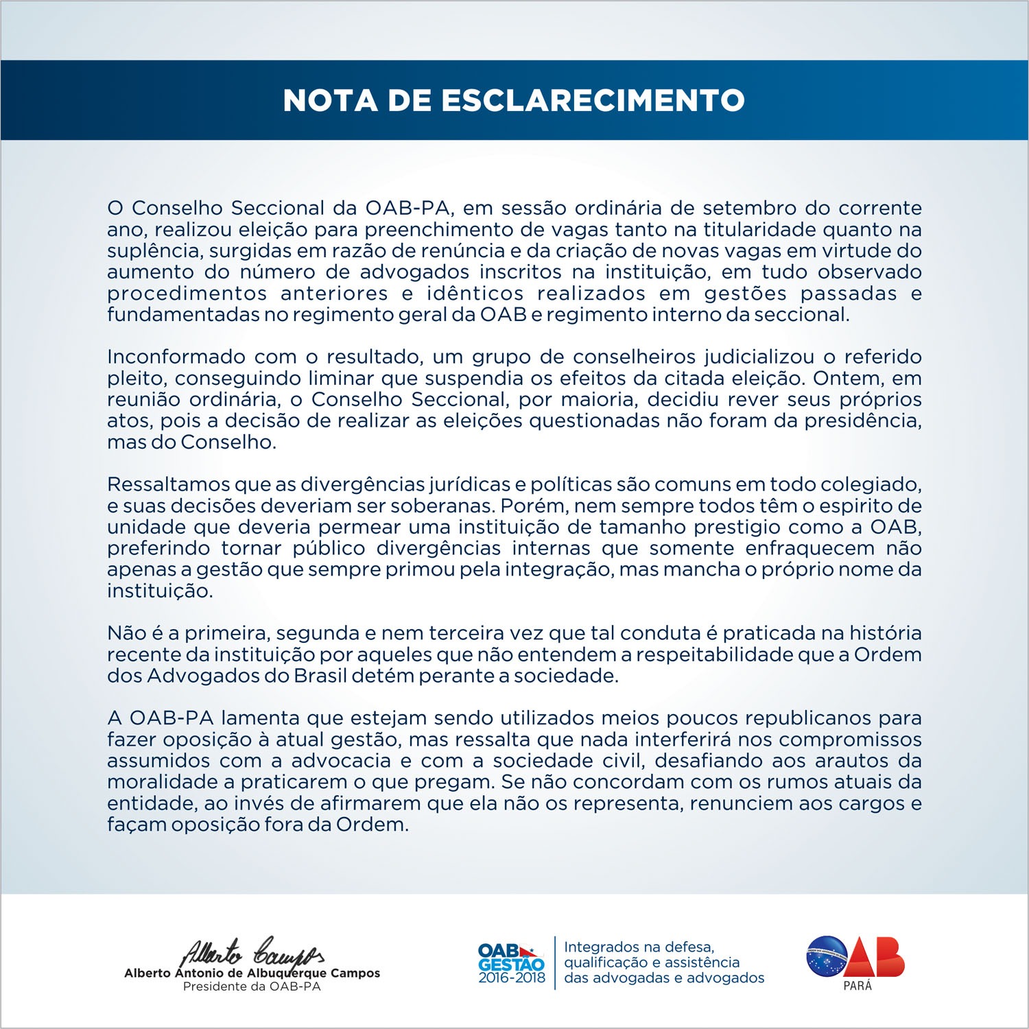 Nota de esclarecimento